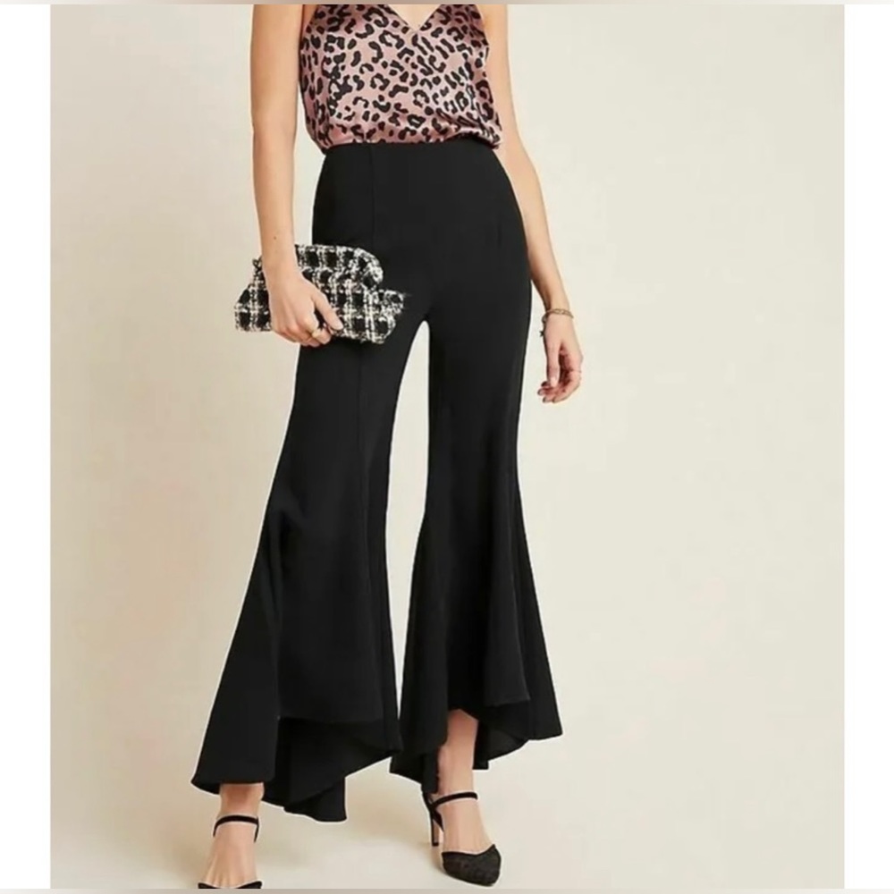 NWT NEVER BEEN WORN Anthropologie Black Zinnia Flare Pants Trousers